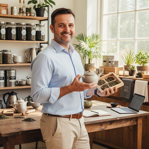 Artimas žvilgsnis į žolelių arbatos lapelius, pabrėžiant arbatos kokybę ir jos naudą kasdienėms pertraukėlėms.